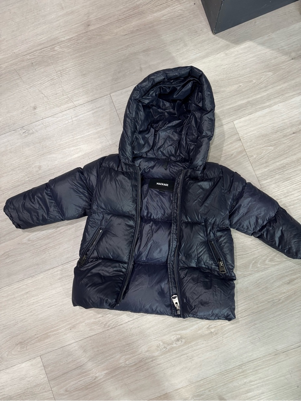 Mackage Kids Navy Hooded Puffer Jacket